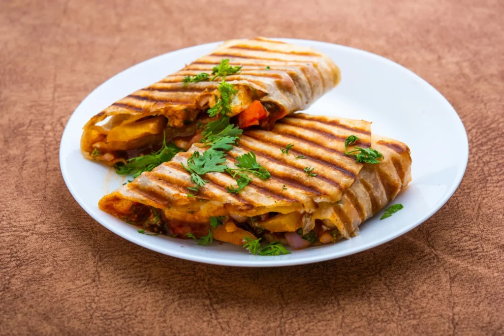 Gegrilde wrap uit de airfryer met groenten en kruiden knapperig resultaat